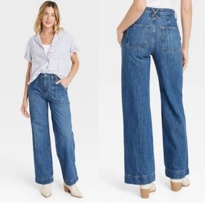 Universal Thread Womens Jeans Size 6R High Rise Wide Leg Blue Denim